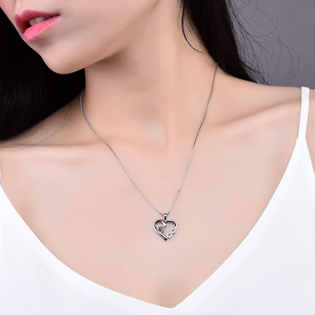 Paw and Heart Necklace with Infinity Charm 2