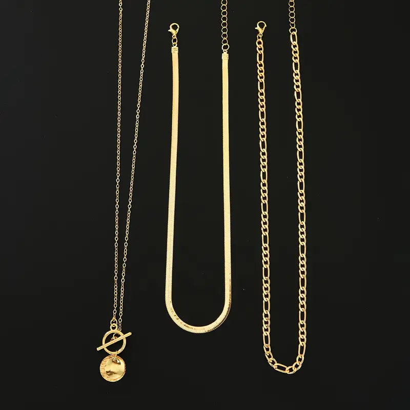 Savira Textured Coin Layered Necklace | Gold 3