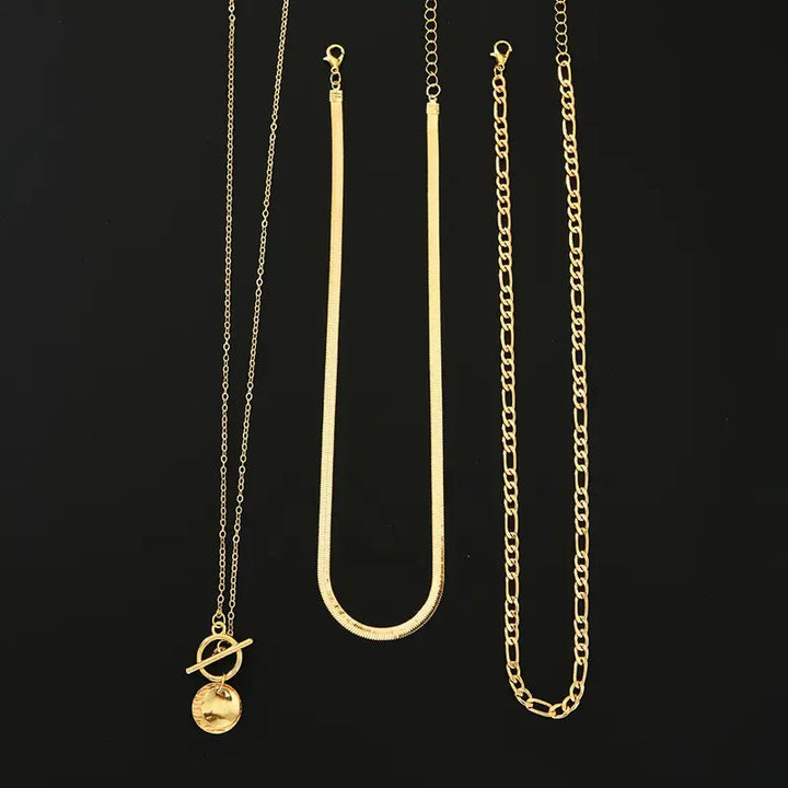 Savira Textured Coin Layered Necklace | Gold 3