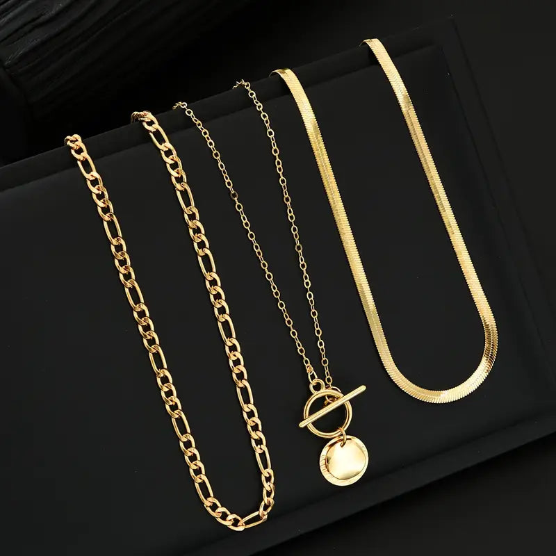Savira Textured Coin Layered Necklace | Gold 5