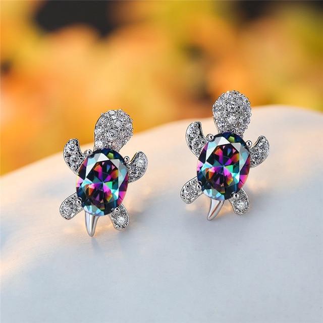 Sea Turtle Earrings in Zirconium and Silver 10