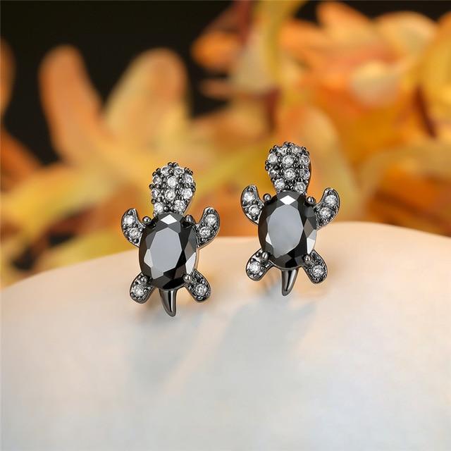 Sea Turtle Earrings in Zirconium and Silver 11