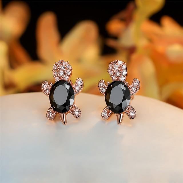 Sea Turtle Earrings in Zirconium and Silver 12