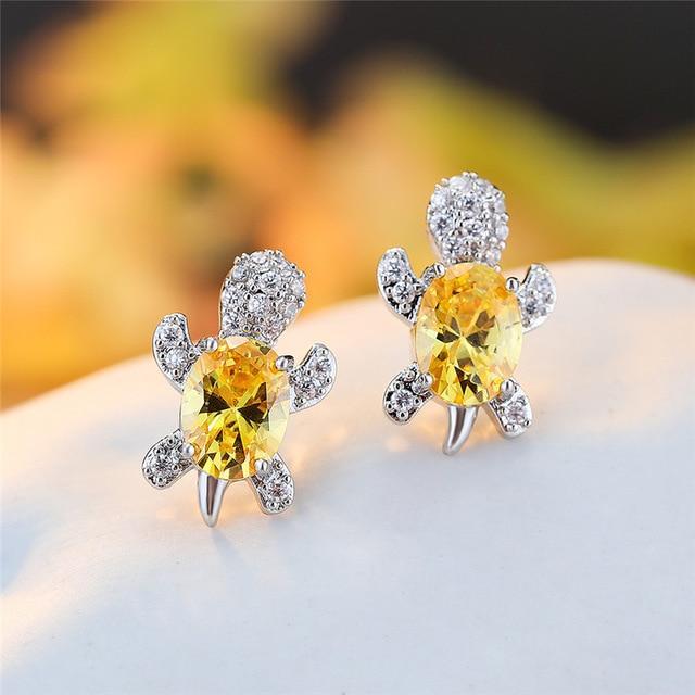 Sea Turtle Earrings in Zirconium and Silver 13