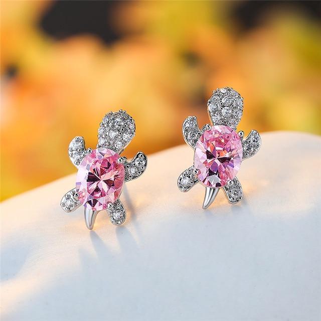 Sea Turtle Earrings in Zirconium and Silver 3