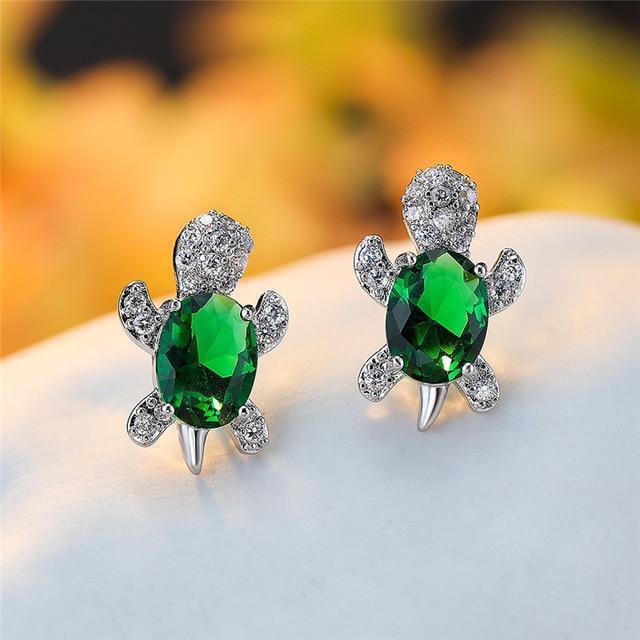 Sea Turtle Earrings in Zirconium and Silver 5