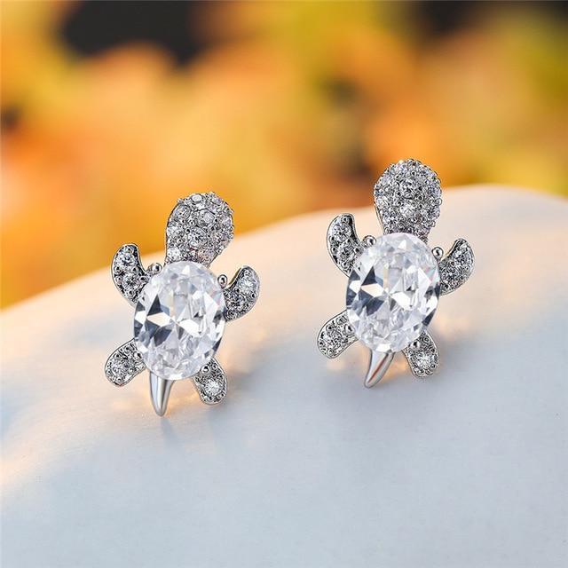 Sea Turtle Earrings in Zirconium and Silver 6