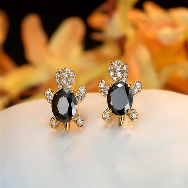 Sea Turtle Earrings in Zirconium and Silver 8