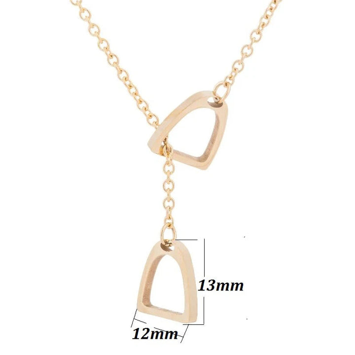 Simple Lucky Horseshoe Horse Necklaces Stainless Steel Double Horse Stirrup Necklaces & Pendants for Women Men Accessories Gift 2