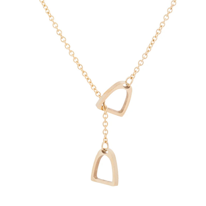 Simple Lucky Horseshoe Horse Necklaces Stainless Steel Double Horse Stirrup Necklaces & Pendants for Women Men Accessories Gift 6