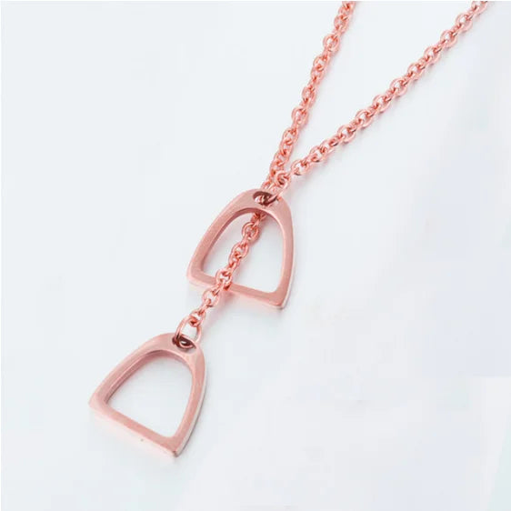 Simple Lucky Horseshoe Horse Necklaces Stainless Steel Double Horse Stirrup Necklaces & Pendants for Women Men Accessories Gift 8