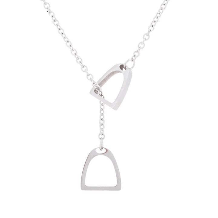 Simple Lucky Horseshoe Horse Necklaces Stainless Steel Double Horse Stirrup Necklaces & Pendants for Women Men Accessories Gift 9