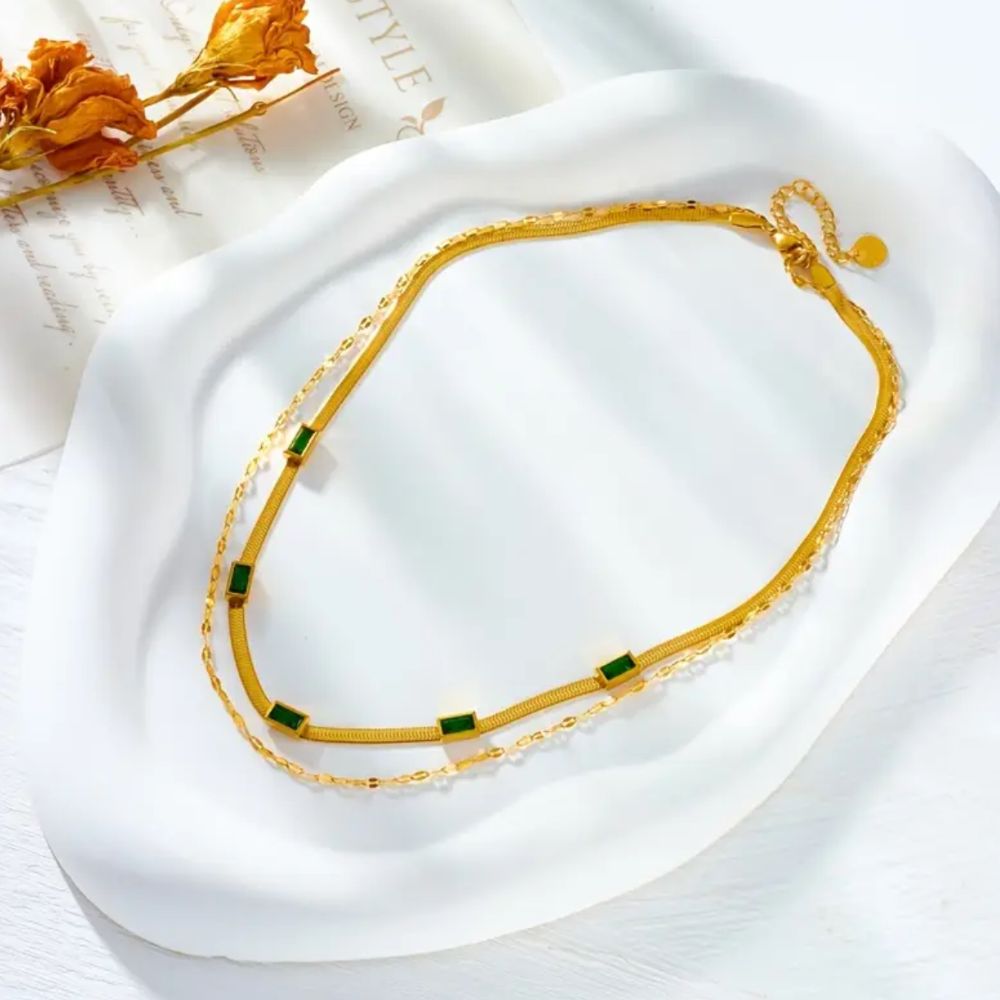 Sorella Gem Double-Layer Retro Necklace 0