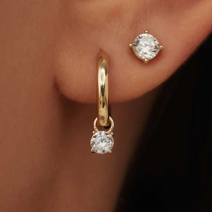 Tears of the Moon Stone Hoop Earrings | Gold 1