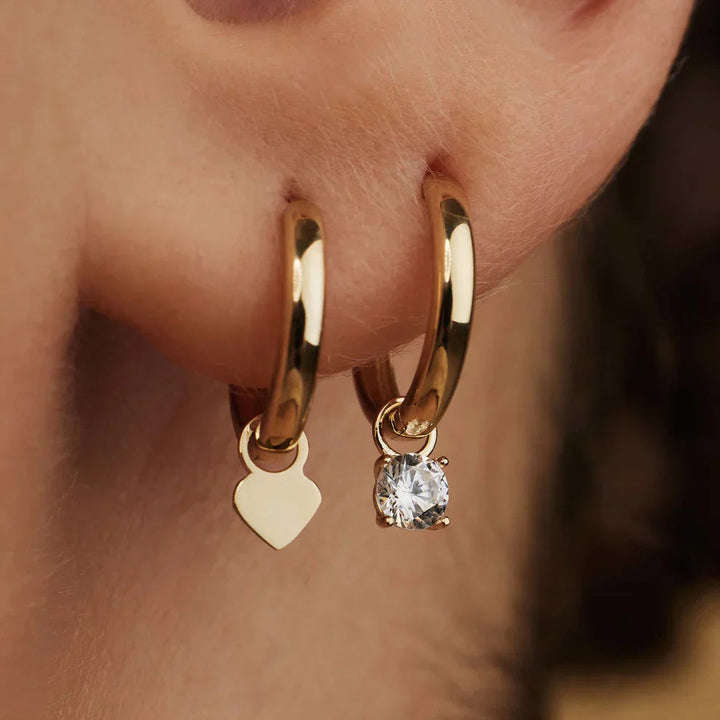 Tears of the Moon Stone Hoop Earrings | Gold 2