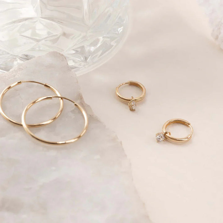 Tears of the Moon Stone Hoop Earrings | Gold 3