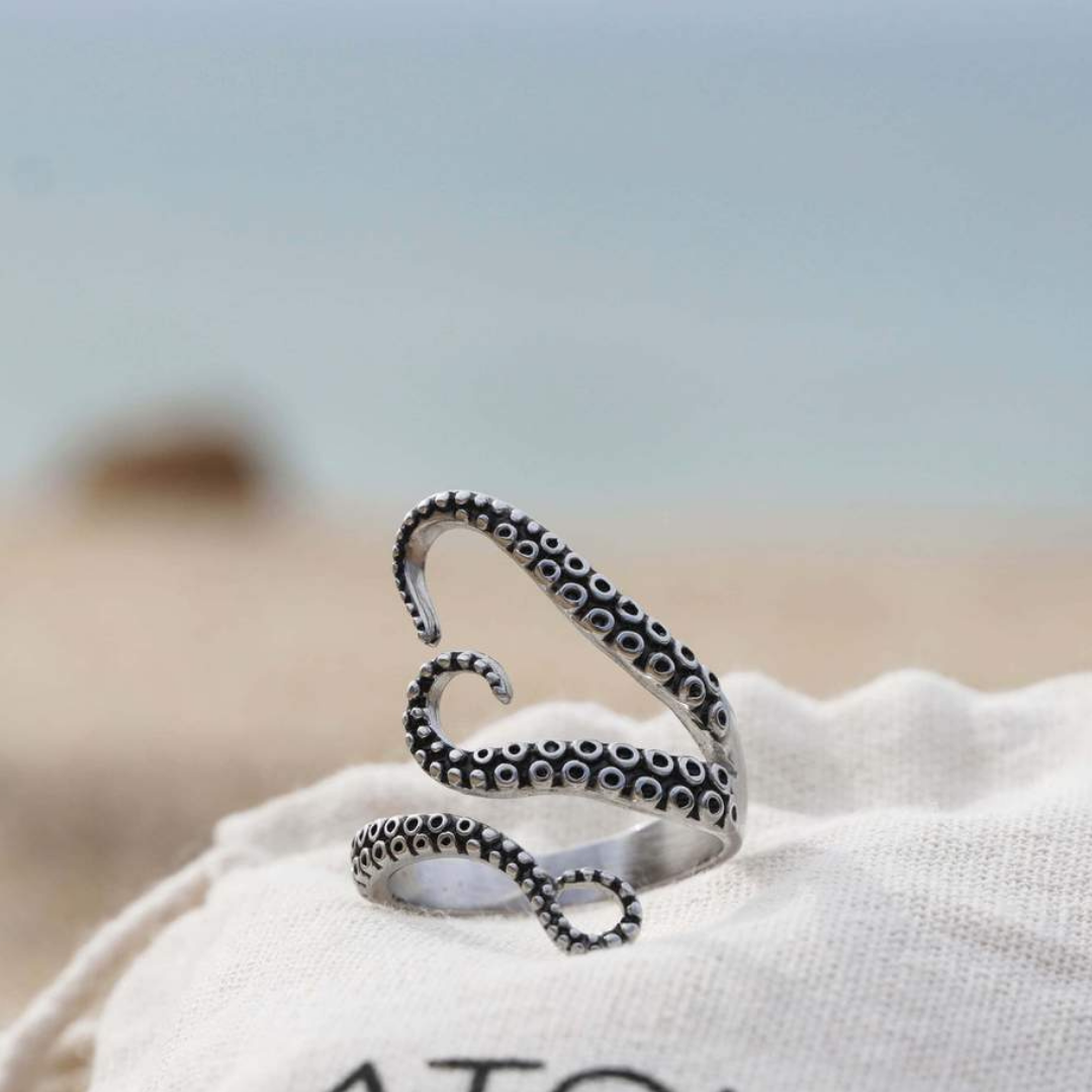 Tentacles Adjustable Silver Ring 0