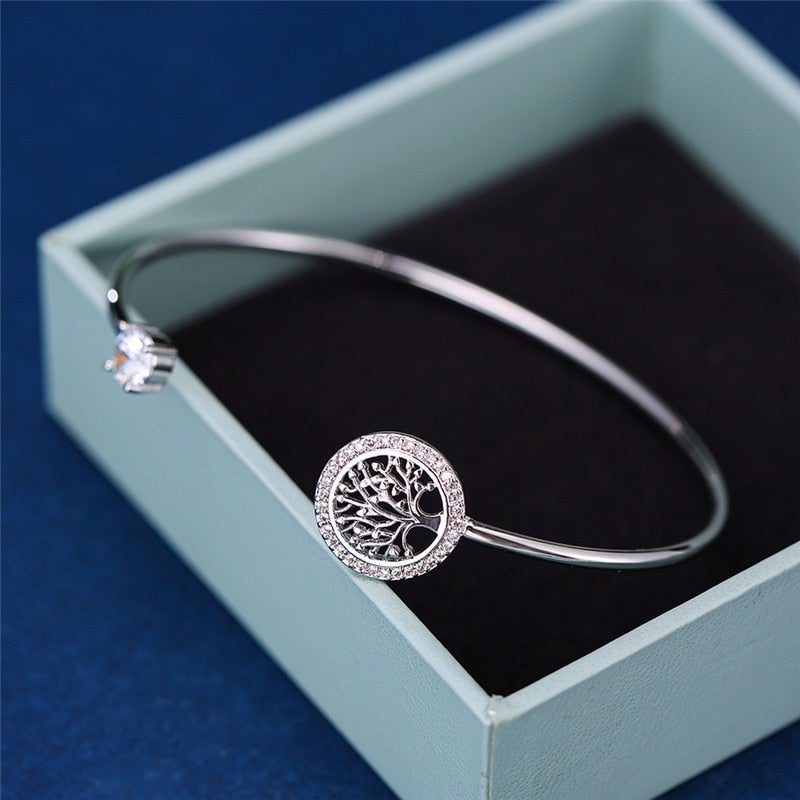 Tree of Life Pendant Adjustable Bracelet with Zirconia 1