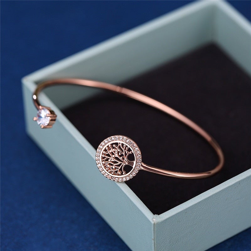 Tree of Life Pendant Adjustable Bracelet with Zirconia 2