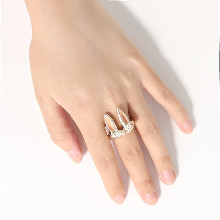Vintage Rabbit Ear Adjustable Ring – Punk Animal Zircon Jewelry