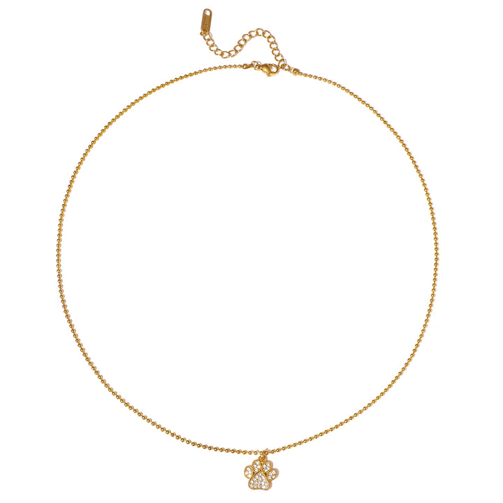 Uworld Cute Small White Rhinestone Cat Claw Pendant Bead Necklace For Women 18K Pvd Gold Plated Stainless Steel Jewelry Gifts 4
