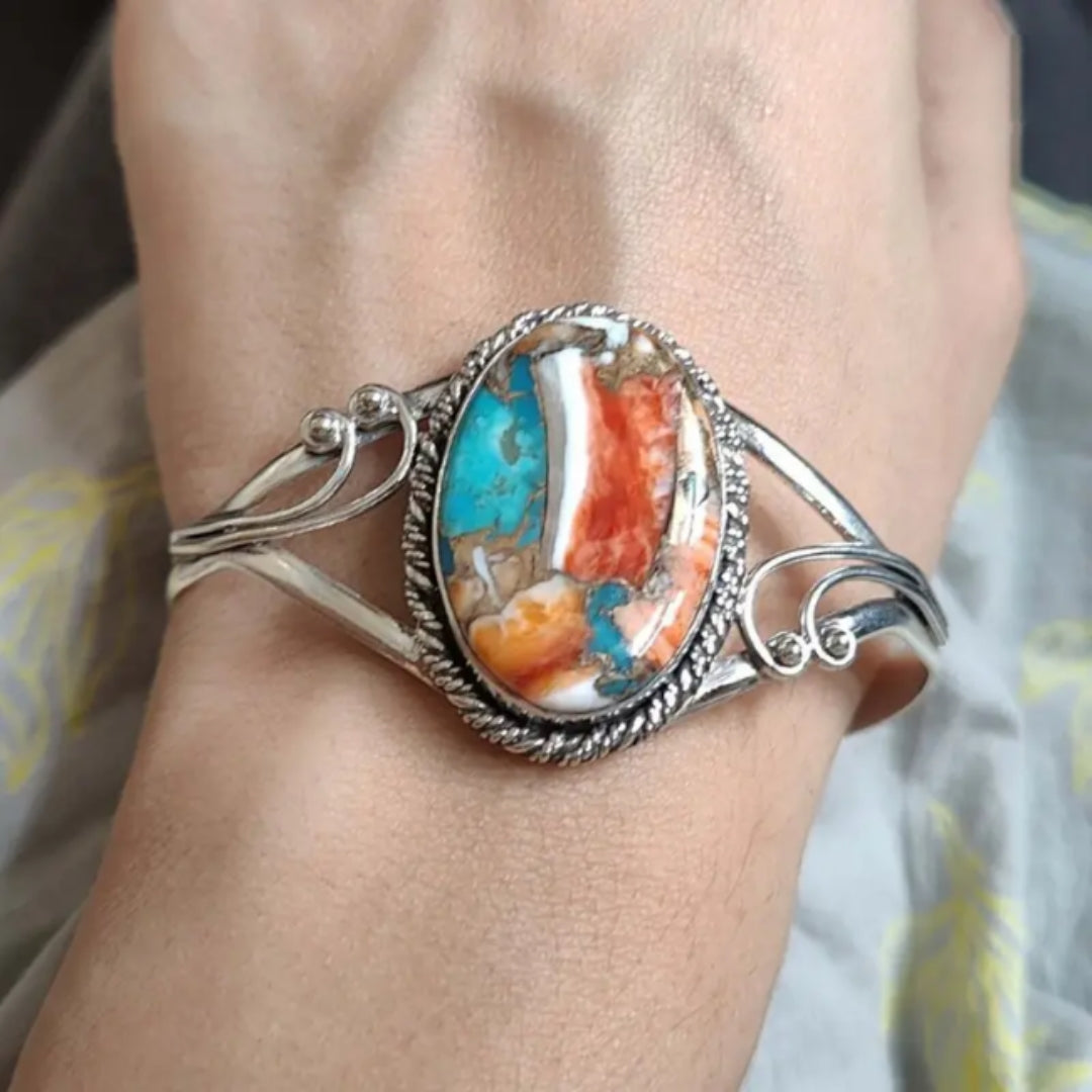 Vibrant Gemstone Inlay Bracelet 0
