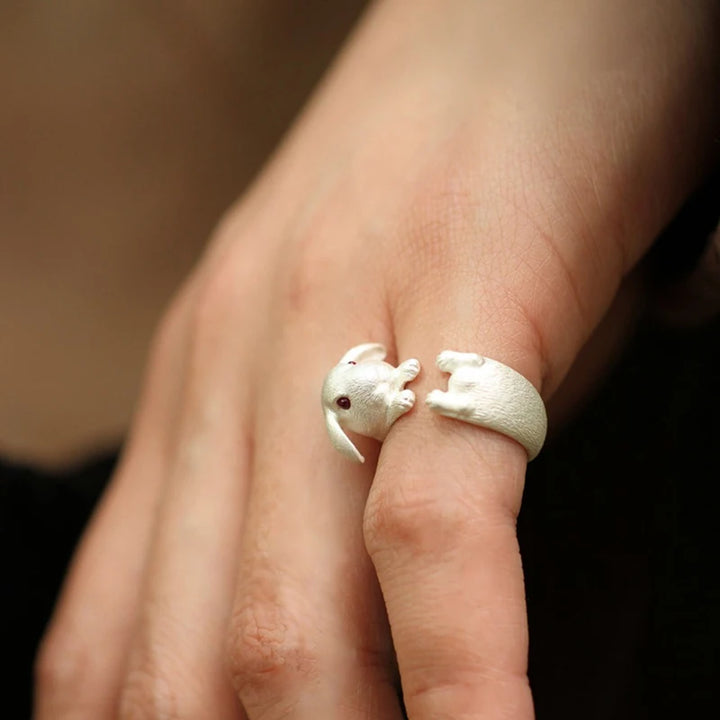 Vintage Cute Rabbit Animal Ring Men Open Adjustable Metal Punk Fashion Rabbit Ear Shape Zircon Rings For Women 2022 New Jewelry 1