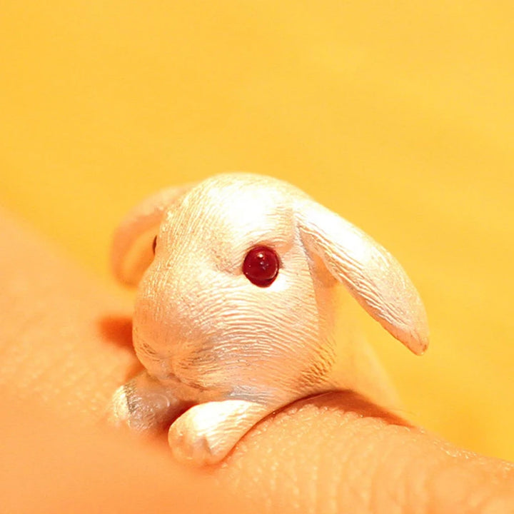 Vintage Cute Rabbit Animal Ring Men Open Adjustable Metal Punk Fashion Rabbit Ear Shape Zircon Rings For Women 2022 New Jewelry 2