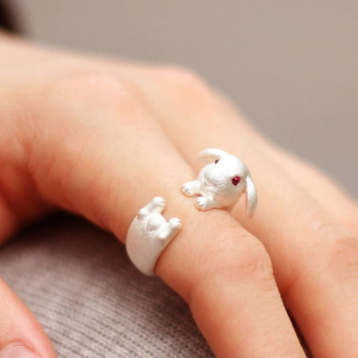 Vintage Cute Rabbit Animal Ring Men Open Adjustable Metal Punk Fashion Rabbit Ear Shape Zircon Rings For Women 2022 New Jewelry 8