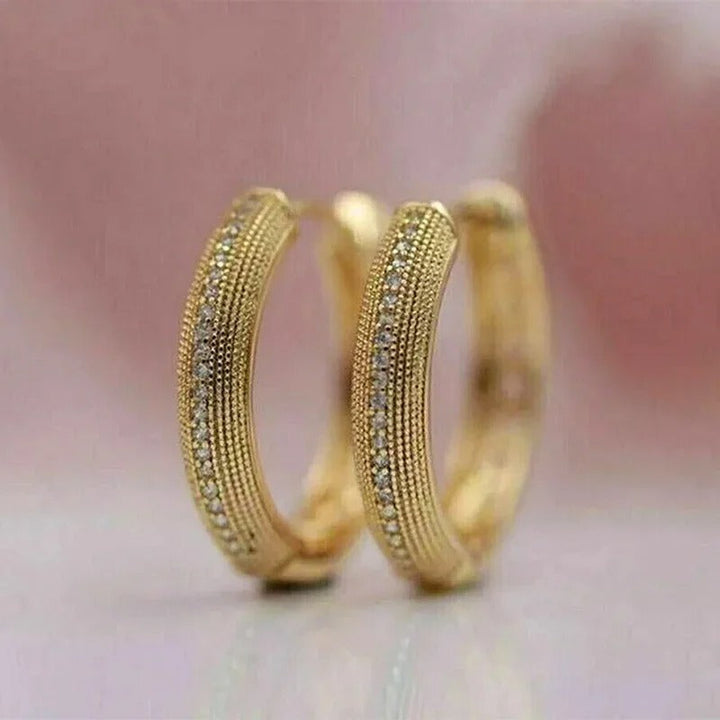 Vintage Gold Earrings with Elegant Pattern 0