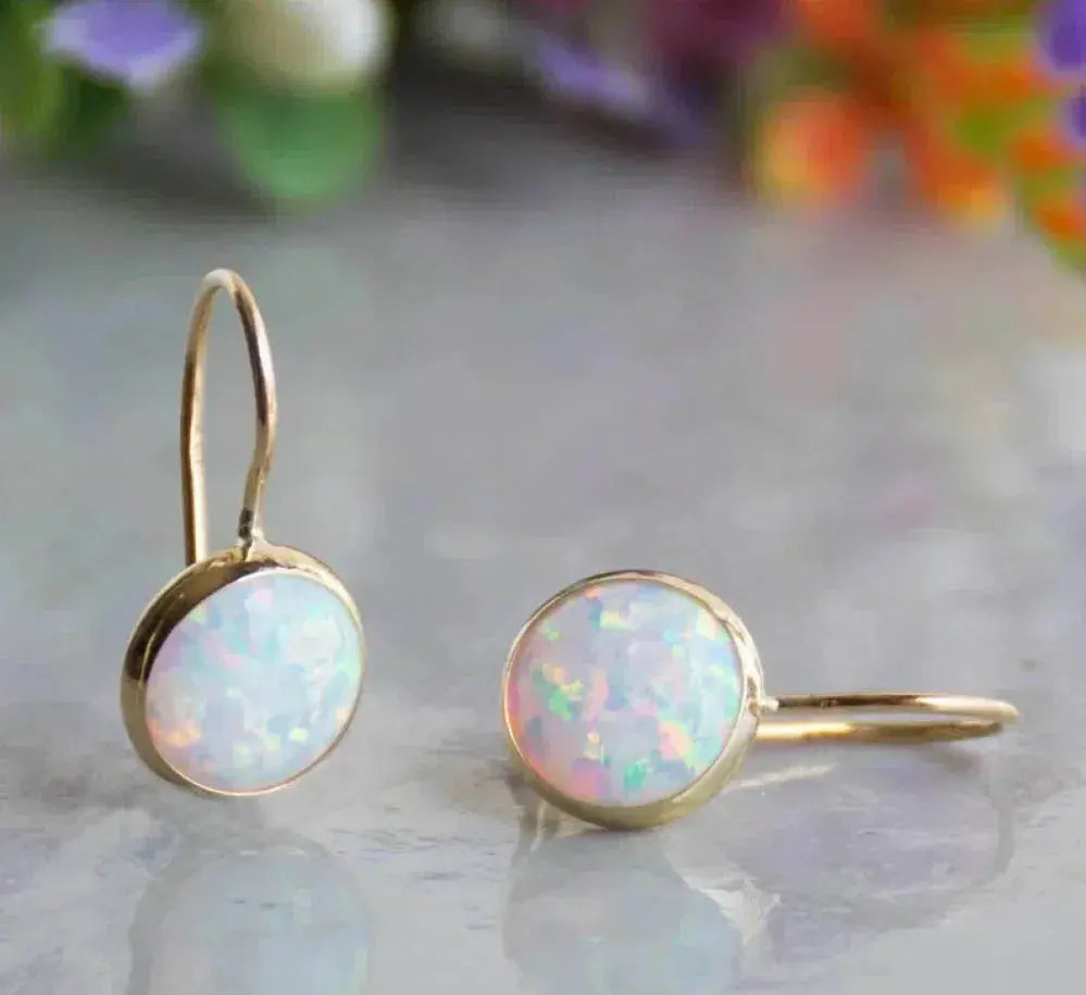 Vintage Gold Earrings with Opal Stone 0
