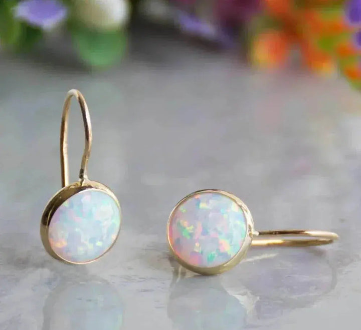 Vintage Gold Earrings with Opal Stone 0