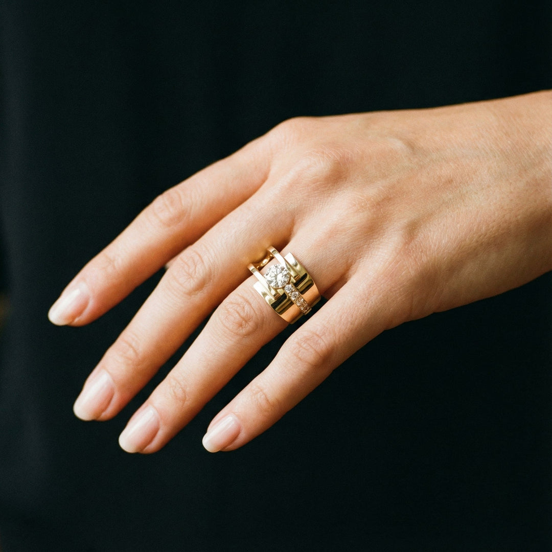 Vintage Gold Irregular Ring with Cubic Zirconia 1
