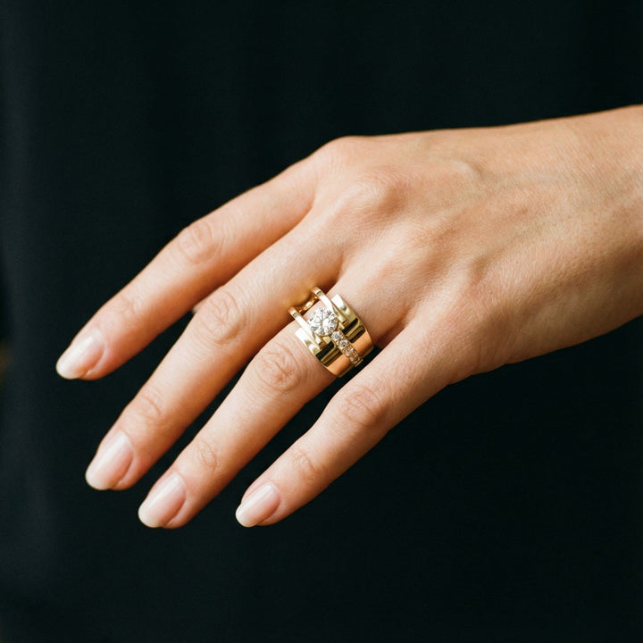 Vintage Gold Irregular Ring with Cubic Zirconia 1