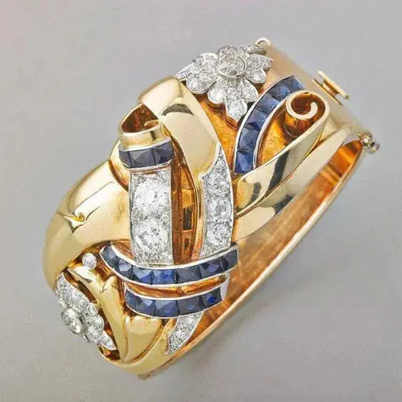 Vintage Gold Ring with Blue Cubic Zirconia 0