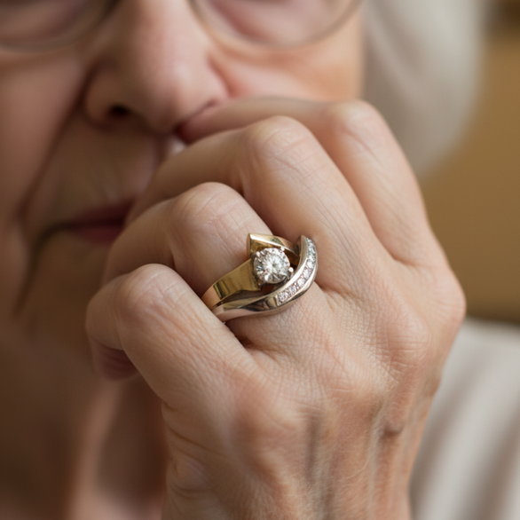 Vintage Irregular Ring in Gold and Silver with Cubic Zirconia 1