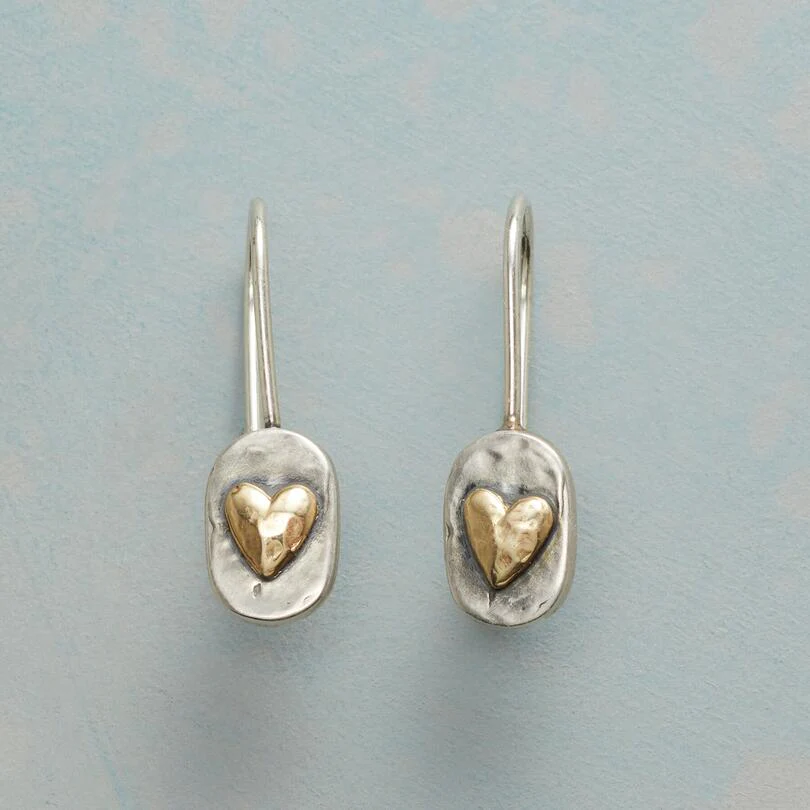 Vintage Silver Golden Heart Earrings 0